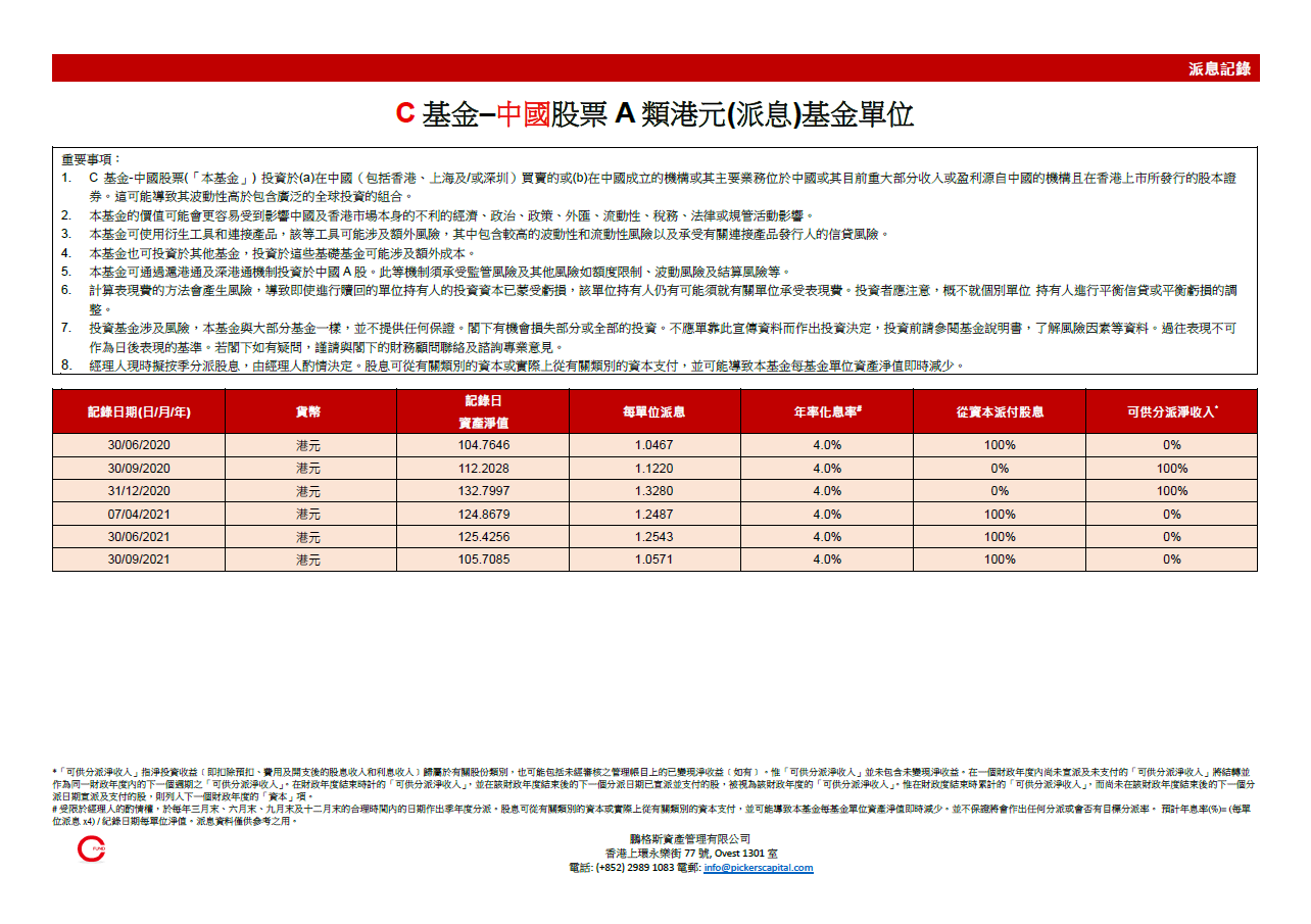 派息记录